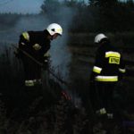 Pożar trawy przy torach w Popielowie