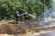 Pożar trawy w Popielowie