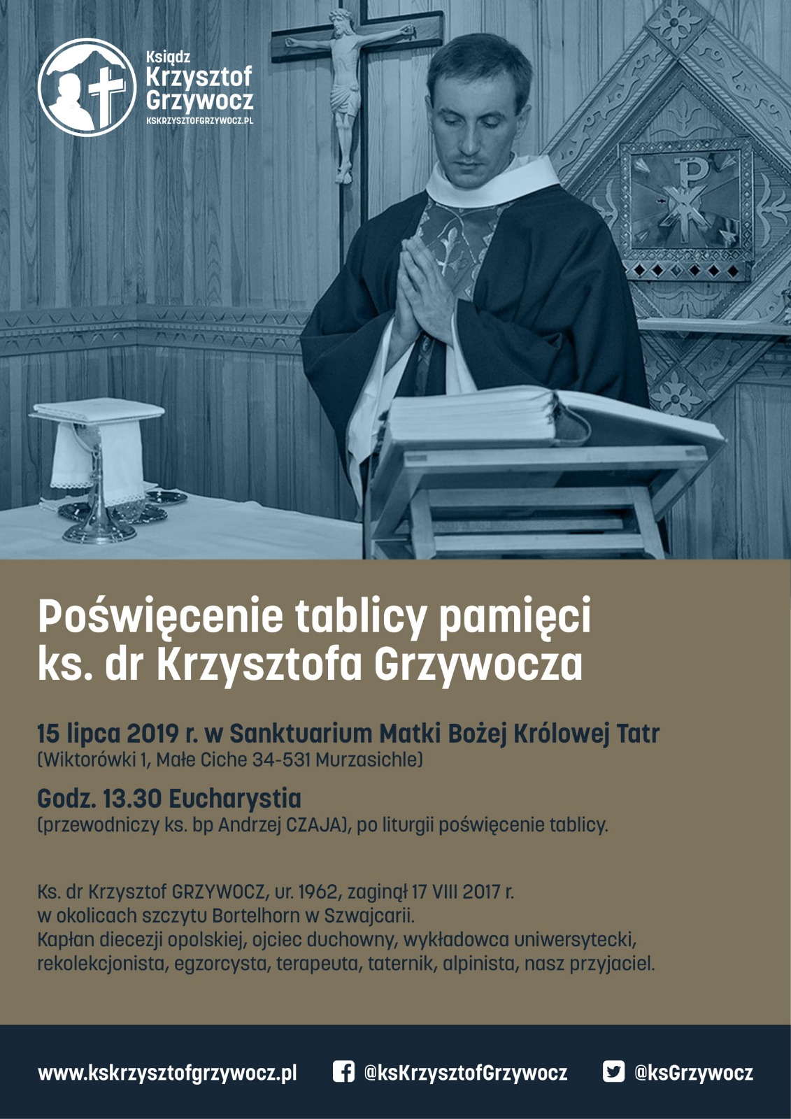 Poświęcenie tablicy pamięci ks. Krzysztofa Grzywocza