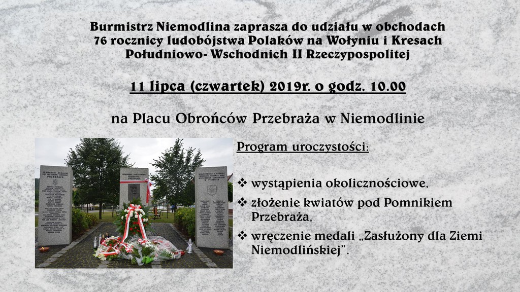 Niemodlin. Obchody 76. rocznicy ludobójstwa Polaków
