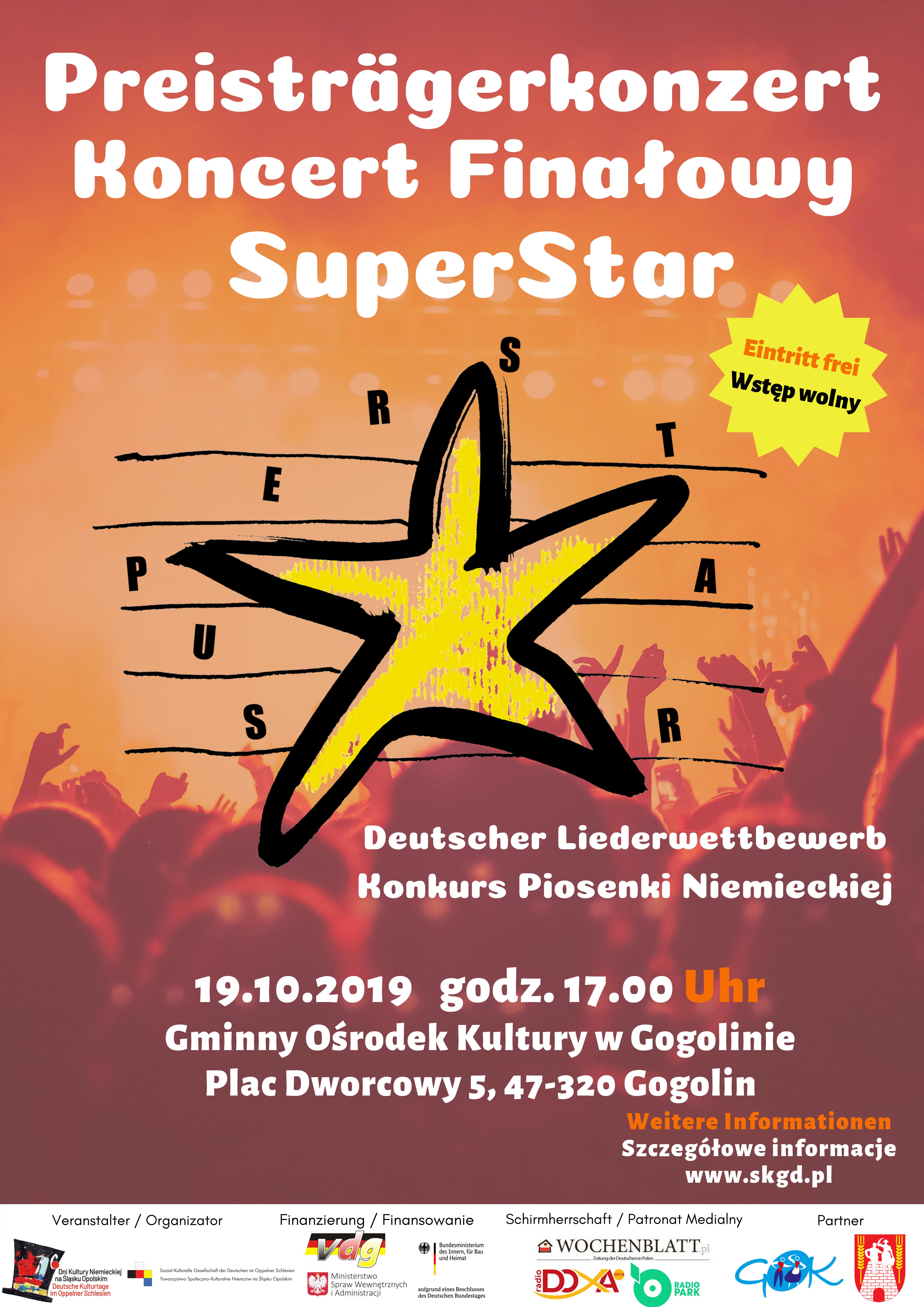 Gogolin. Koncert finałowy konkursu piosenki niemieckiej &#8222;Superstar&#8221;
