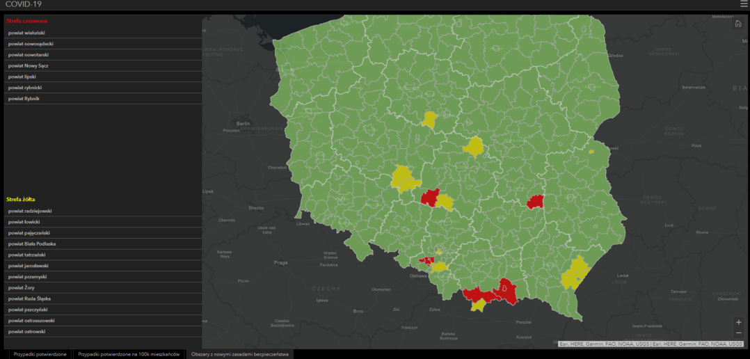 Zmieniła się dziś mapa obostrzeń sanitarnych. Są kolejne zagrożone miasta i powiaty - Opowiecie.info