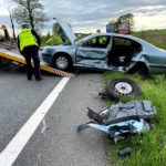 Zderzenie dwóch samochodów osobowych i busa na obwodnicy Opola. Ranne cztery osoby