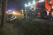 Nocna kolizja w Bierdzanach. Kompletnie pijany kierowca wjechał do rowu