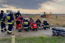 Zderzenie ciężarówki z osobowym oplem. Jedna osoba w ciężkim stanie