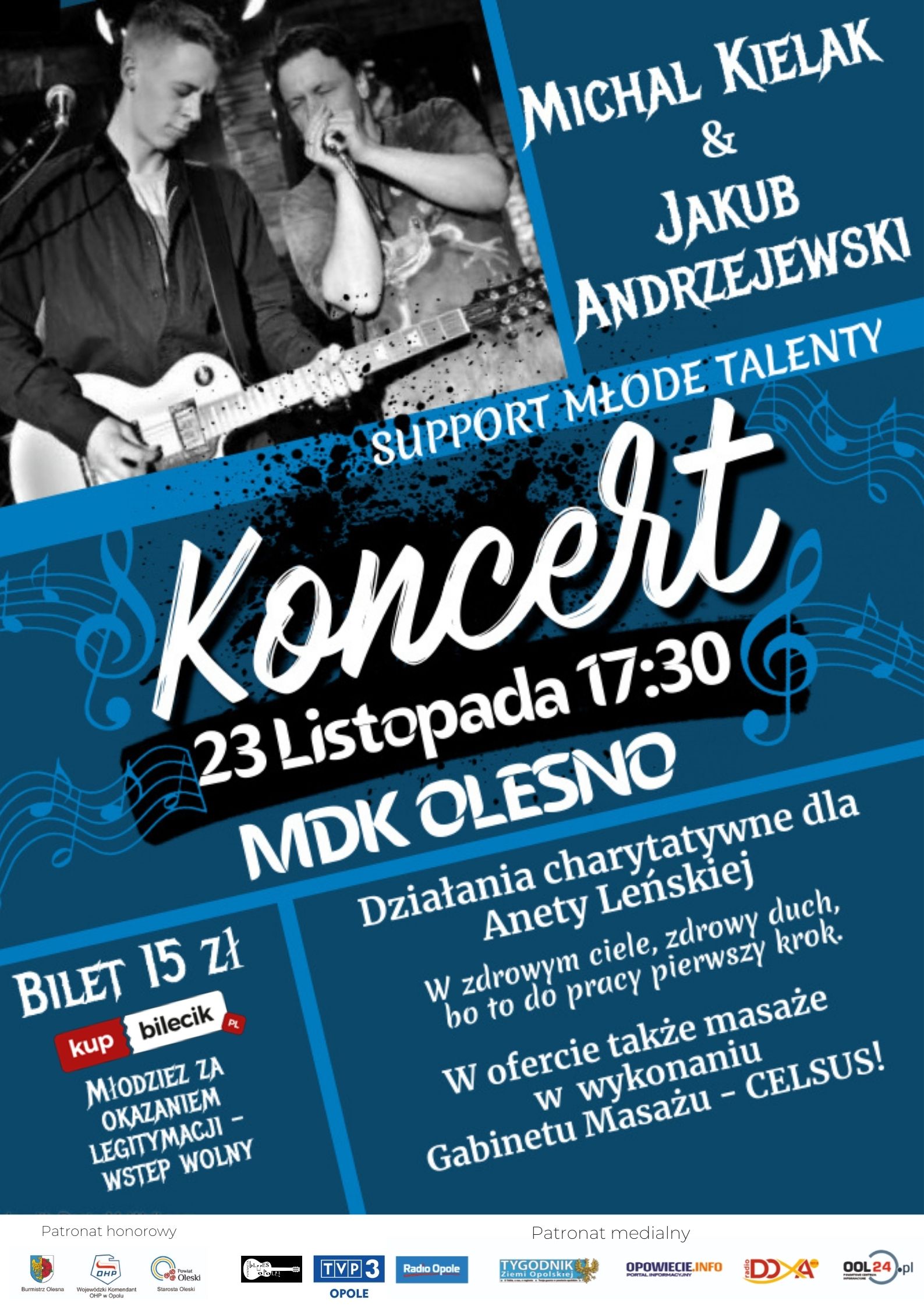 Michał Kielak i Jakub Andrzejewski zagrają koncert w Oleśnie