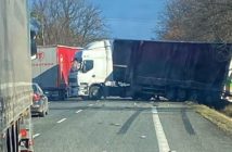 Zderzenie ciężarówki z busem na DK46 w Dąbrowie