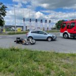 Motocyklista zderzył się z osobówką na skrzyżowaniu ulic Oleskiej i Mikołajczyka w Opolu