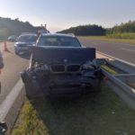 BMW i volkswagen zderzyły się na opolskim odcinku autostrady A4. Na miejscu lądował śmigłowiec LPR