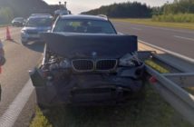 BMW i volkswagen zderzyły się na opolskim odcinku autostrady A4. Na miejscu lądował śmigłowiec LPR