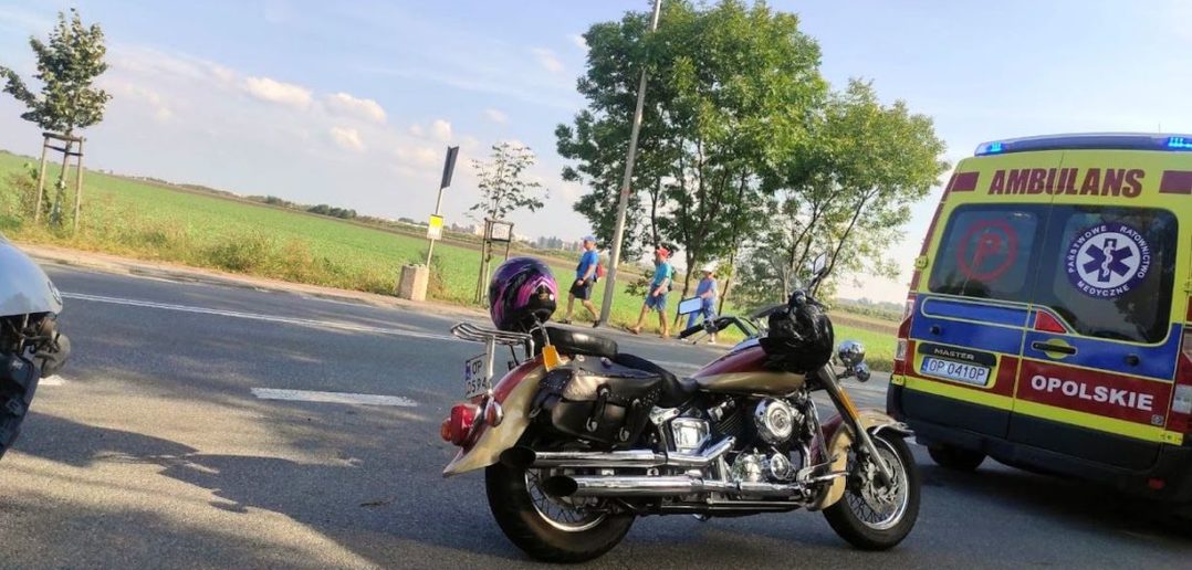 Zderzenie samochodu z motocyklem na ul. Luboszyckiej w Opolu `