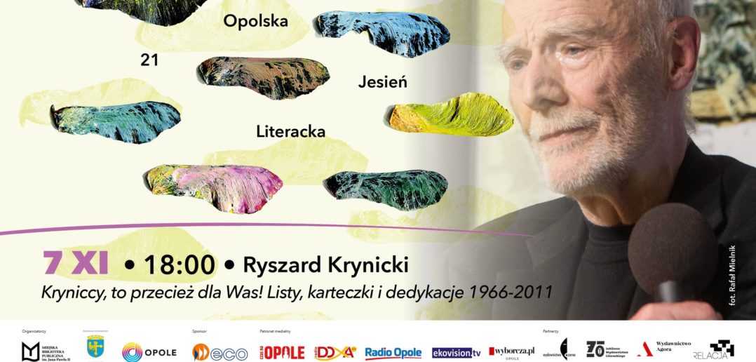 Rusza 21 Opolska Jesień Literacka, już jutro spotkanie z Ryszardem Krynickim