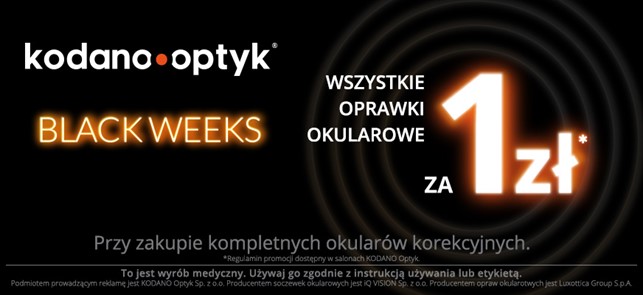 Black Weeks w salonach KODANO Optyk! Otwórz oczy na mega okazje!