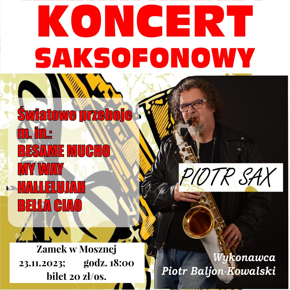 Już dziś koncert saksofonowy na zamku w Mosznej &#8211; nie przegap