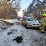 Zderzenie trzech pojazdów na DK46 w lesie Dąbrowskim