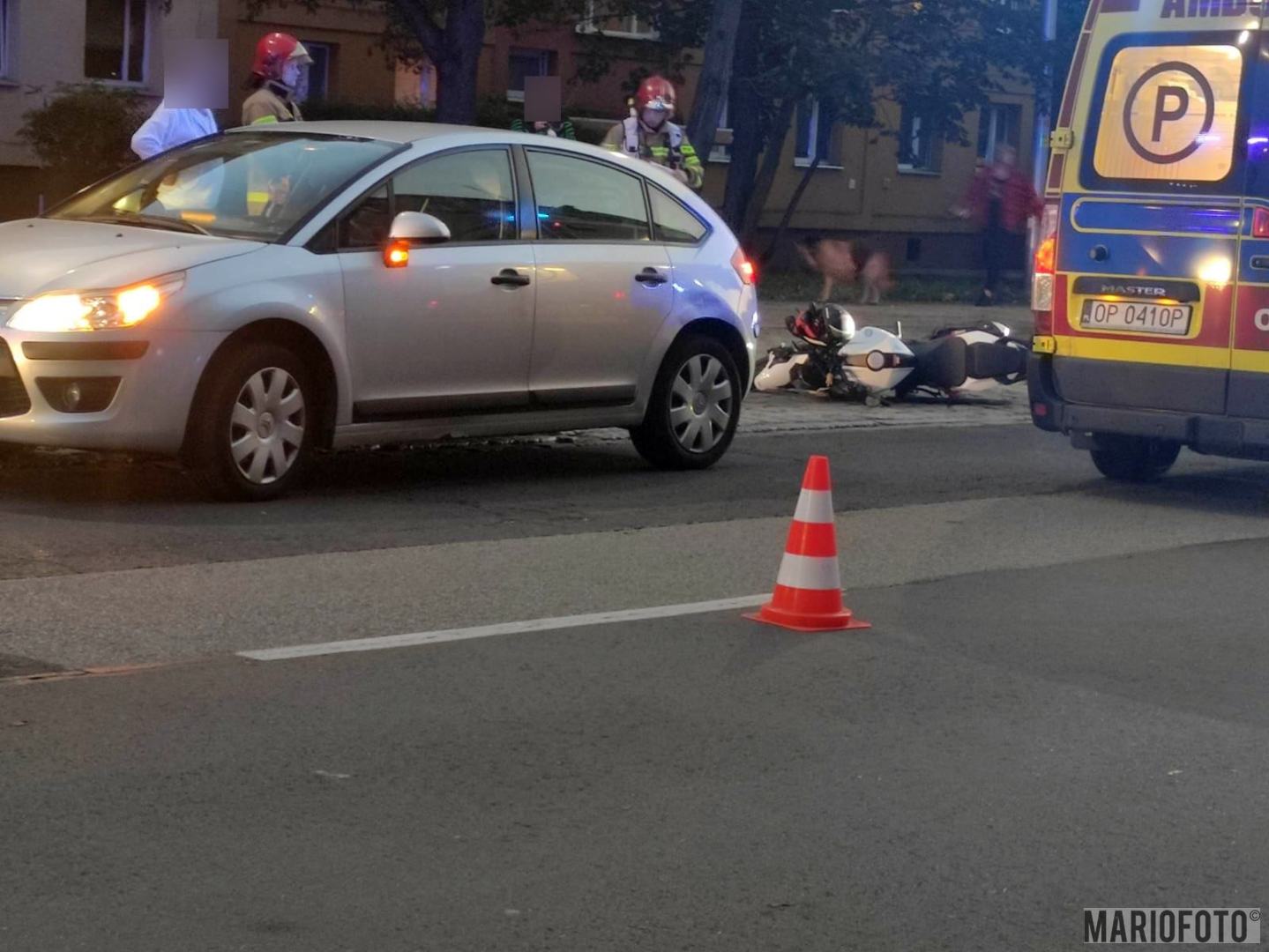 Zderzenie motocyklistki z samochodem osobowym na ul. 1 maja w Opolu