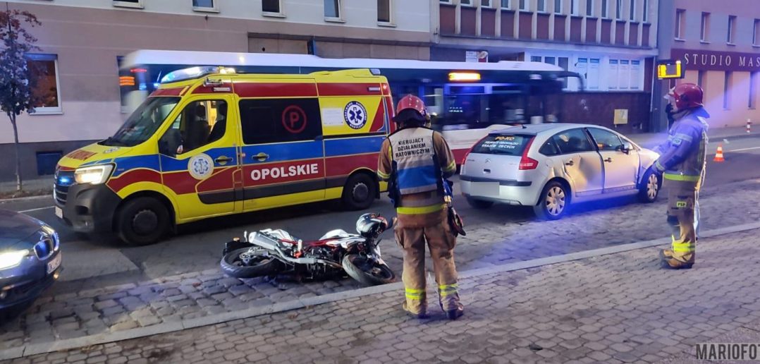 Zderzenie motocyklistki z samochodem osobowym na ul. 1 maja w Opolu