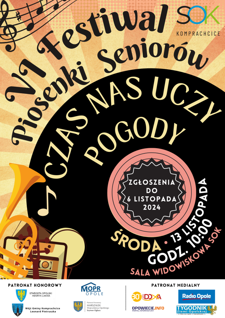 VI Festiwal Piosenki Seniorów &#8222;Czas nas uczy pogody&#8221; już jutro w Komprachcicach!