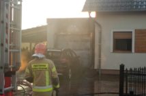 Pożar samochodu marki Volvo w Karczowie