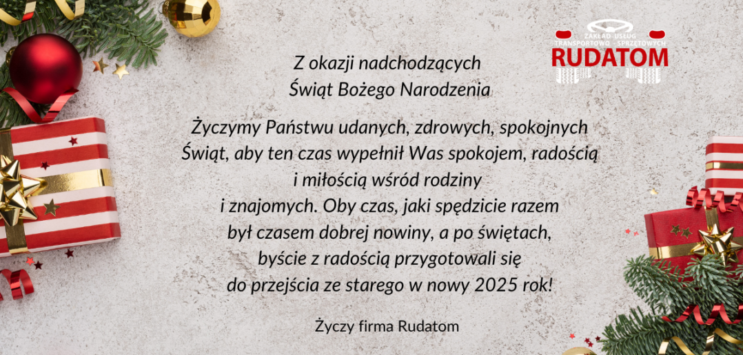 Życzenia świąteczne od firmy Rudatom