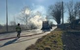 Pożar busa na ulicy Popiełuszki w Opolu