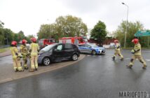 Kolizja na ul. Niemodlińskiej w Opolu, zderzyły się dwa auta osobowe