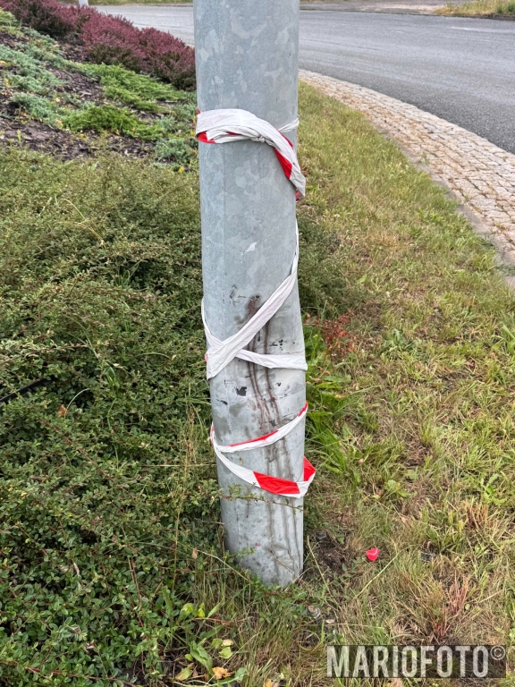 Kierowca fiata wjechał w latarnię w okolicy ronda Jerzego Szczakiela