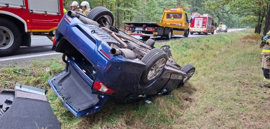 Las Dąbrowski. Dachowanie samochodu na trasie Opole–Nysa