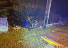 Kierowca wjechał w ogrodzenie w Chróścinie, miał blisko 1,5 promila