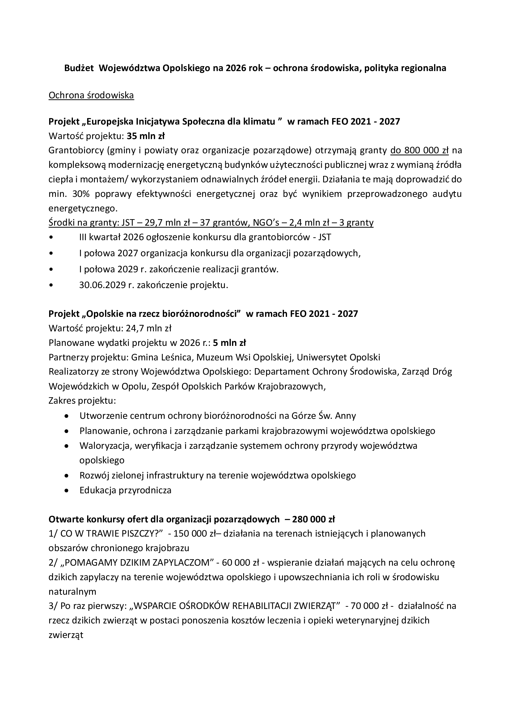 Budżet dla środowiska i regionu bez poparcia opozycji. Zarząd województwa stawia na czyste powietrze, bioróżnorodność i rewitalizację