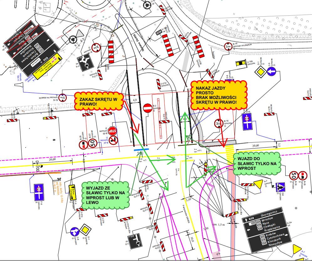 Nowa organizacja ruchu na węźle obwodnicy północnej. Zmiany dla kierowców ze Sławic od 2 marc
