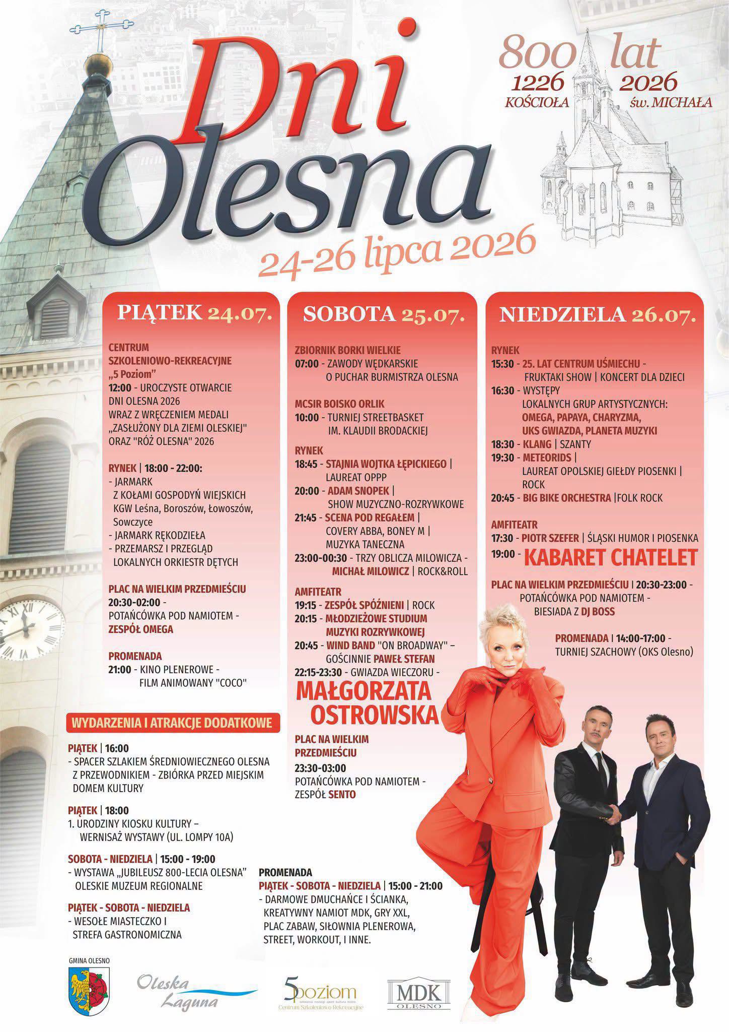 Dni Olesna 2026. Trzy dni koncertów, sportu i wspólnego świętowania. W tym roku z jubileuszem 800-lecia miasta i kościoła św. Michała
