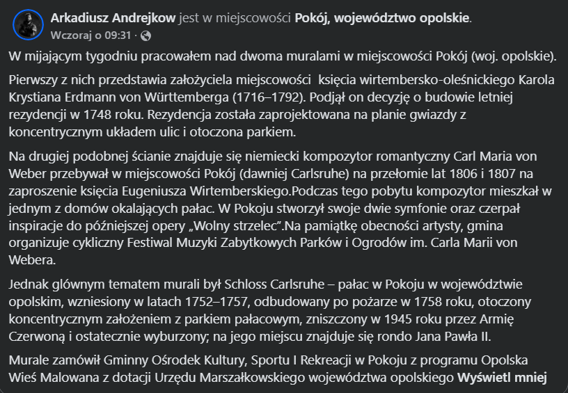 W Pokoju powstały murale przypominające o dawnej rezydencji Wirtembergów