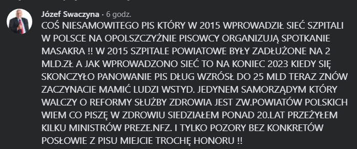 Ociepa odkrył, że szpitale nie mają barw politycznych. Szkoda, że dopiero teraz